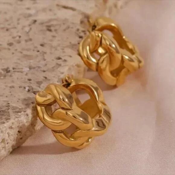 \\ NEW \\ 18K GOLD \\ LUXURY HOOP EARRINGS - Picture 3 of 7